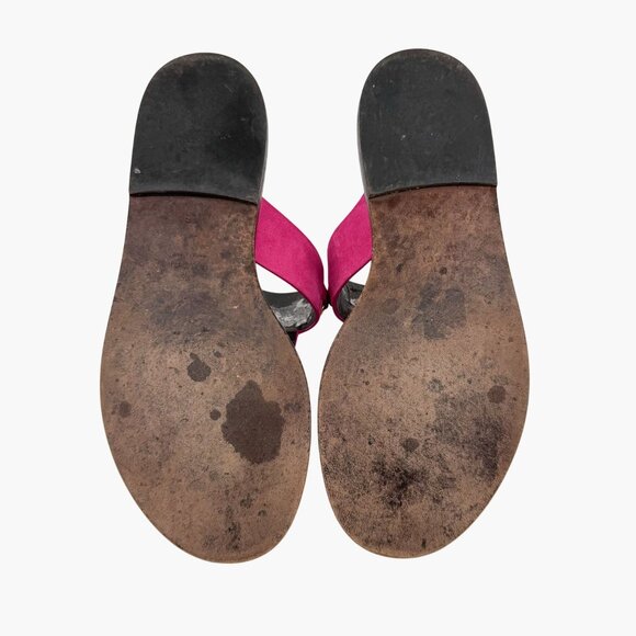 Gucci Horsebit T-Strap Flip Flop Thong Flat Sandal Pink Suede Size 38 US 8 Women - Picture 11 of 13